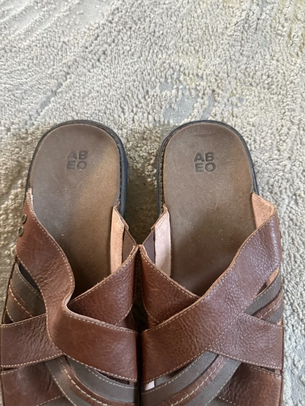 Abeo Brant Brown Leather Sandals straps slip on slides  BM048 12
